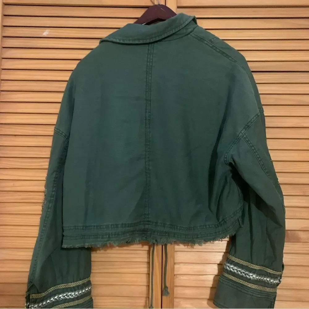Free People Army green Zip Up Jacket size XS